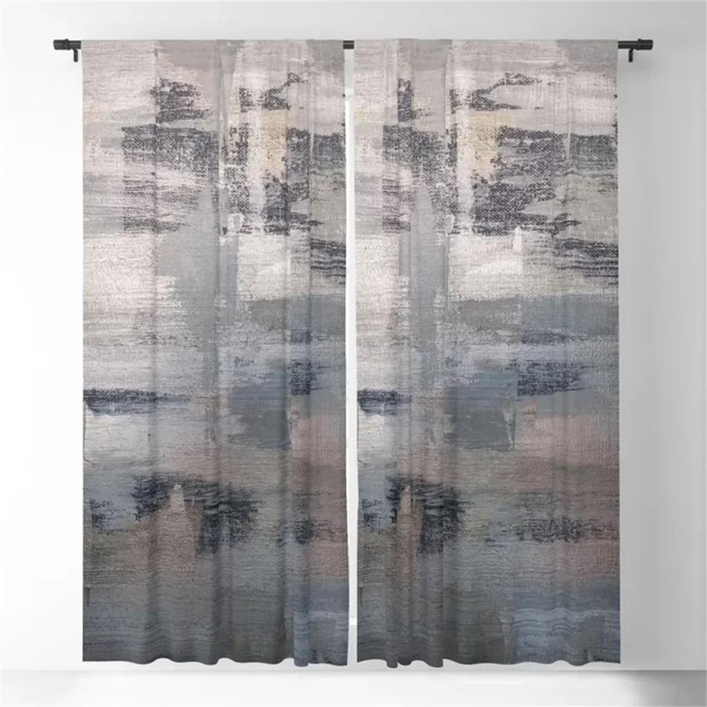 3D Modern Home Decor Grey Gold Marble Stripe Abstract Sunshade Curtains 2 Panel Living Room Bedroom Kitchen Window Decor Curtain