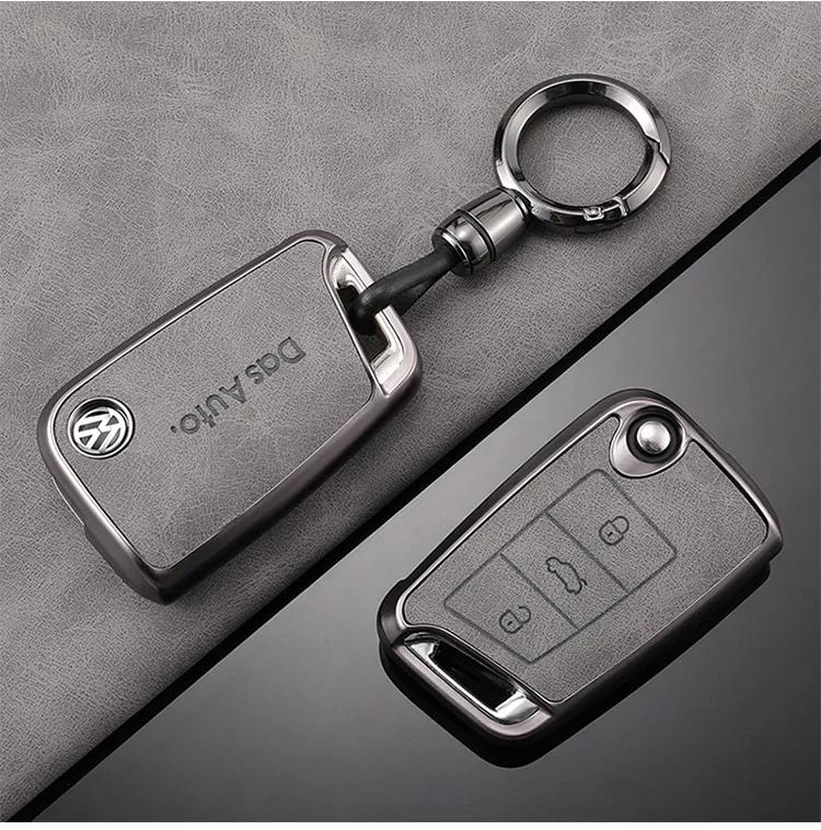 For VOLKSWAGEN VW TPU Leather Car Remote Key Case Fob Cover Holder Shell For VW Volkswagen Golf 7 MK7 Tiguan MK2 T-roc T-cross A
