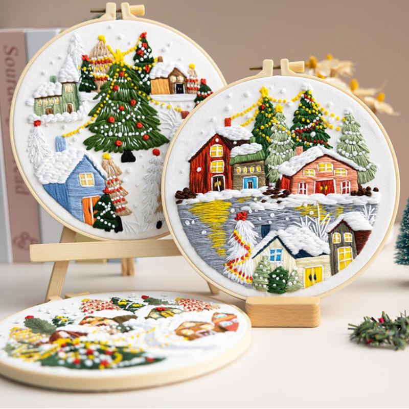 DIY Cross Stitch Kit Multi-Purpose Counted Stamped Embroidery Kit Handmade Christmas Series Craft Needlework for Adults Beginner