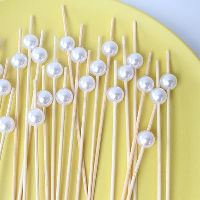 100 pezzi 12 cm bianco perla bambù cibo frutta stuzzicadenti festa usa e getta torta dessert cocktail bastoni buffet cupcake stuzzicadenti spiedini