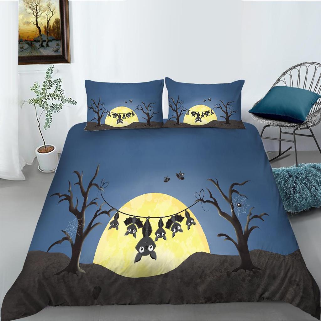 Set de husă de pilota cu imprimare 3D de Halloween cu fată de pernă Textile de casă Set de lenjerie de pat pentru copii Seturi de pat de o singură dimensiune