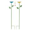 2/4Pcs Bee Watering Station Flower Shape Standing with Glass Marble Butterfly Bath Bee Feeder Bowl for Garden Yard Decor Stake