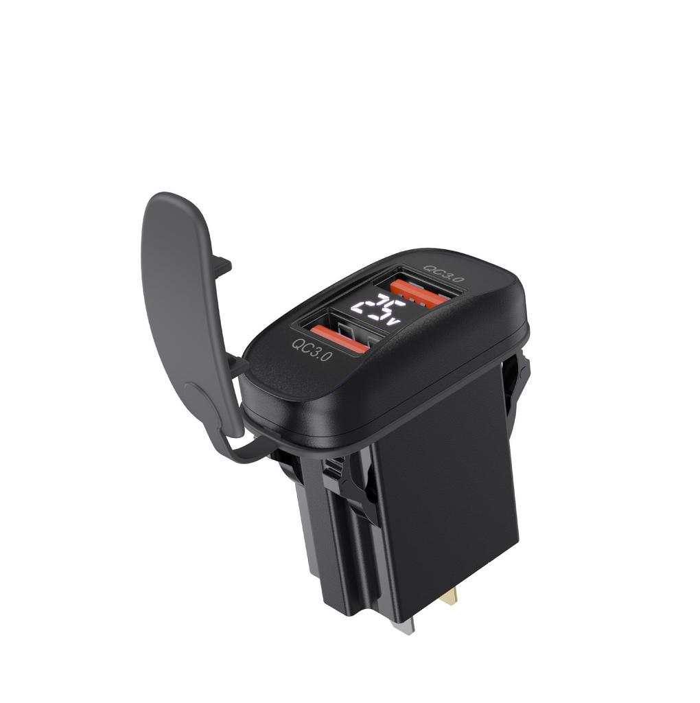 Dual USB Onboard Charger for Car/Motorcycle with Digital Display, 12-24V