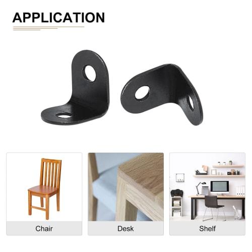 DTGN 12x12x9mm (LxWxH) L-Bracket Angle Braces, 10 Pieces, Metal Right-Angle Brackets for Wood Furniture Repair, Black