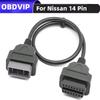 14Pin OBD Cable Suitable for Nissan 14 pin to 16 pin OBD2 Extension Adapter Cable Works on 14PIN for Nissan Old Car
