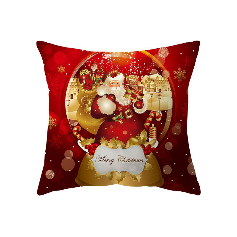 Merry Christmas Santa Claus Print Pattern Cushion Cover Home Living Room Sofa Decoration Pillow Pillow Cover