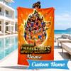 Custom Name Beach Towel Saiyans Football Crest Microfiber Beach Towel, Lightweight for Summer Travel, Swimming Pool Fan Birthday Gift