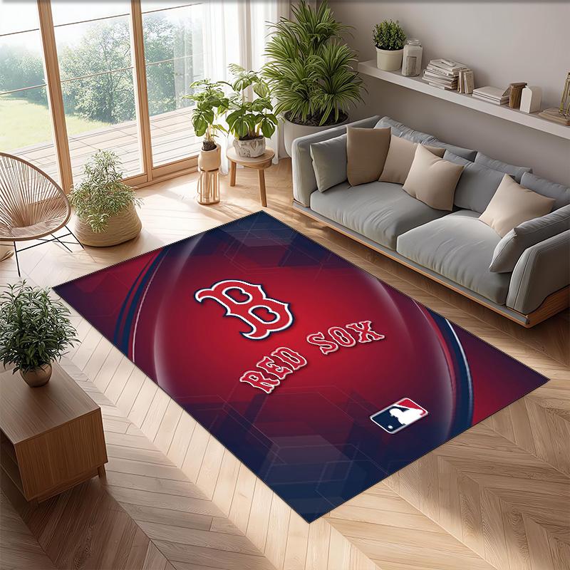 Boston Red Sox Crystal Velvet Carpet Soft Anti?Slip Floor Mat Comfortable Home Living Room Bedroom Decor Rug