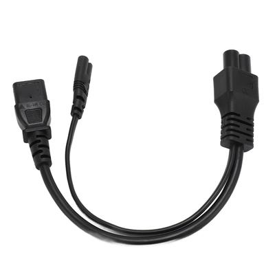 IEC320 C6 Y Splitter Power Cord PVC Shell Plug and Play IEC320 C6 Male To C7+C13 Female Splitter