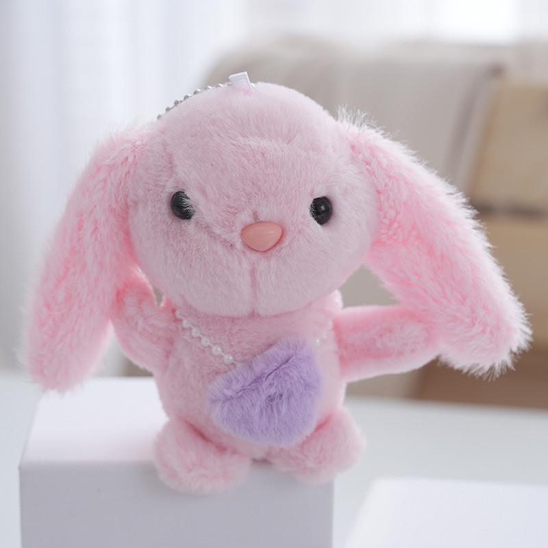 Pink Charming Plush Bunny Keychain Miniature Cuddly Doll Perfect For Childrens Presents