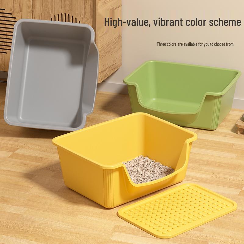 Extra Große Halboffene Anti-Tracking Katzentoilette