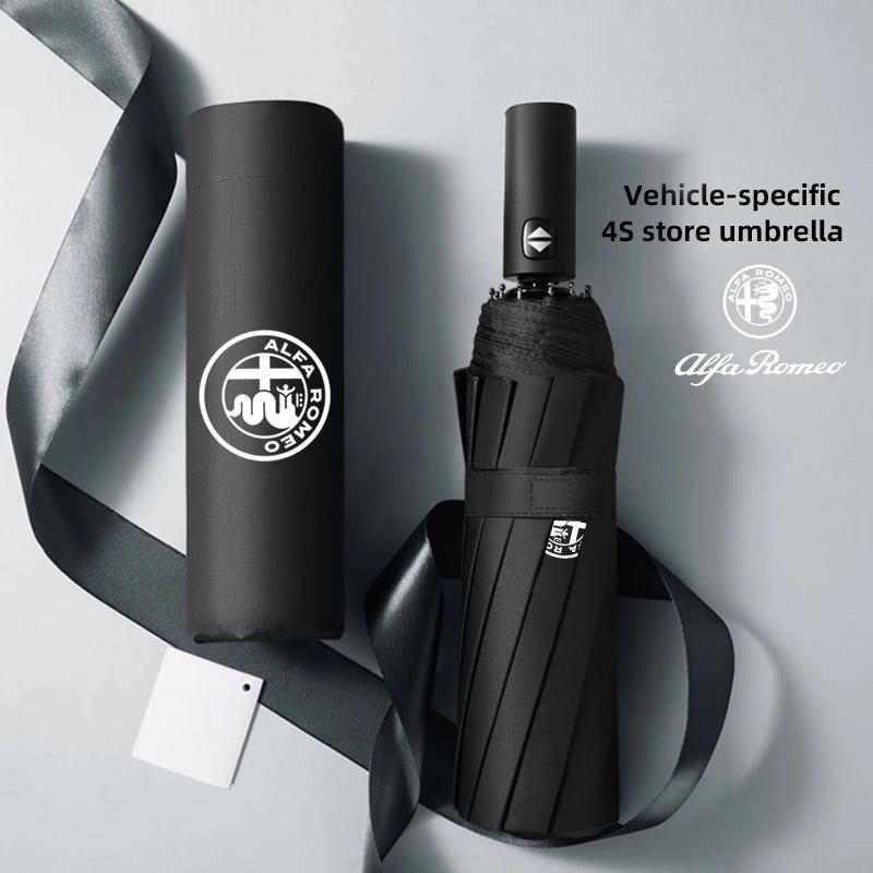 Car Stickers For Alfa Romeo Car Emblem Umbrella Folding Black Portable Parasol For Alfa Romeo 156 159 147 4C 8C 166 Giulia Giuli
