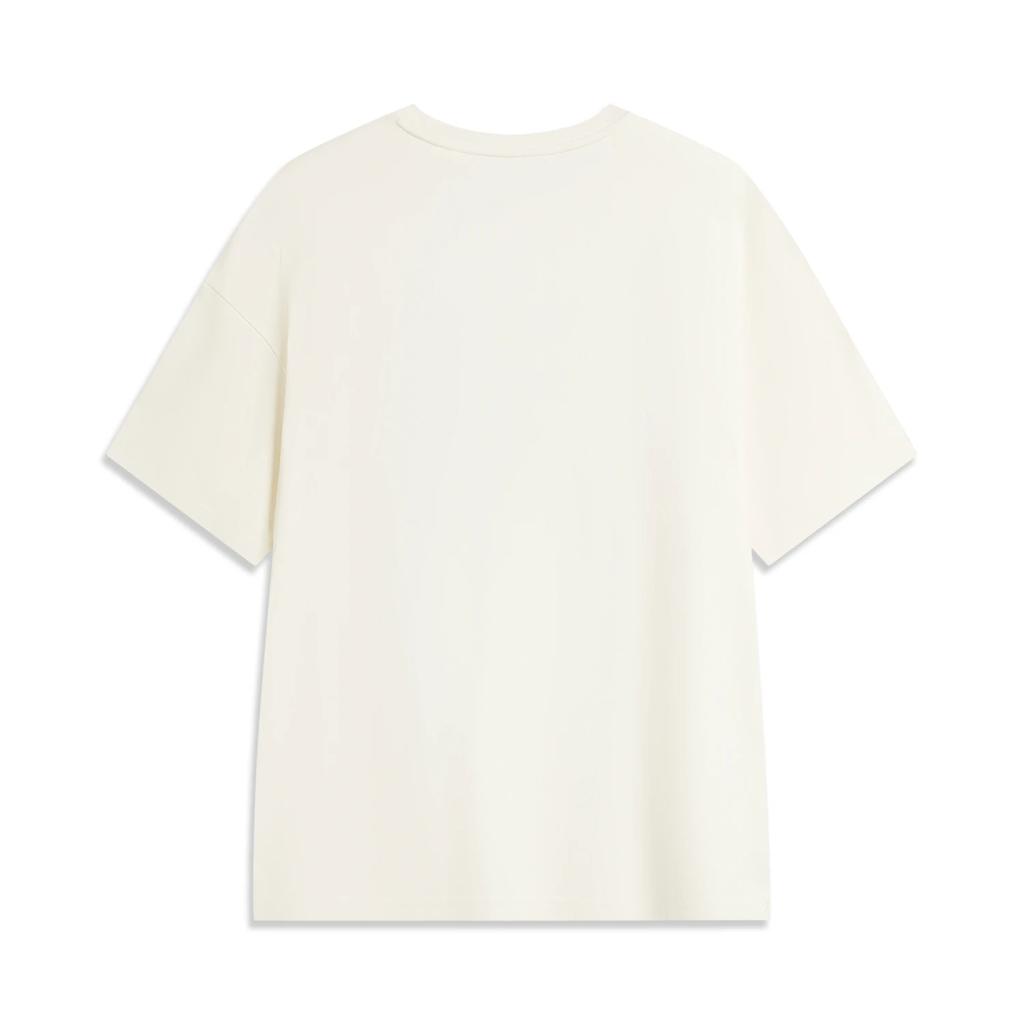 Li Ning T Shirts Men's Ecru Crew Neck Moderate Straight Fit AFDV569-1