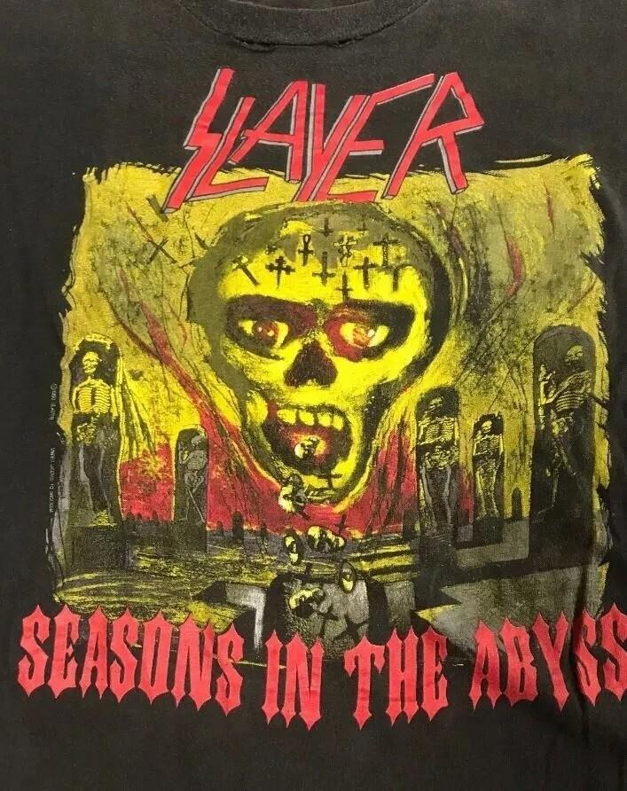 

1990 Slayer Seasons In The Abyss Tour Cotton Black Unisex T-shirt Reprint S-5XL Unisex T-Shirt XL