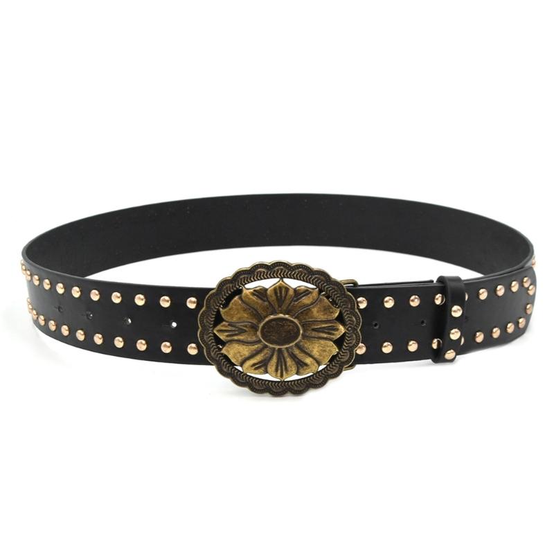 

Edgy Punk Rock Women s Waist Belt For Jeans Durable PU Leather Adjustable Strap чорний