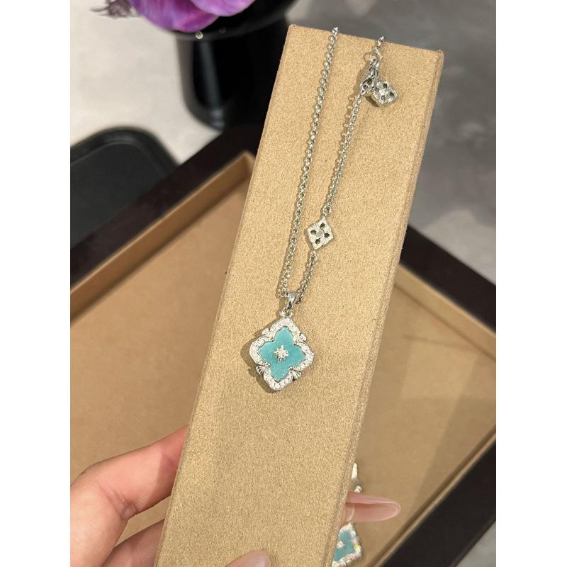 Французский винтажный набор Buchi Ромб Клевер Тяньхэ Сосна Универсальный Премиум Легкая роскошь Ожерелье Браслет Серьги Кольцо