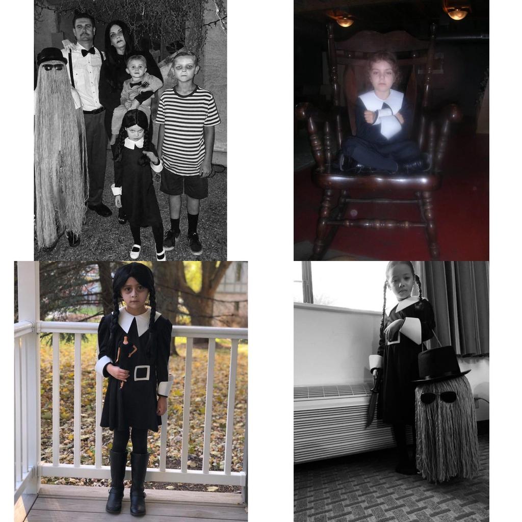 The Addams Family Wednesday Black Dress Goth Costume For Children Ages 3-12