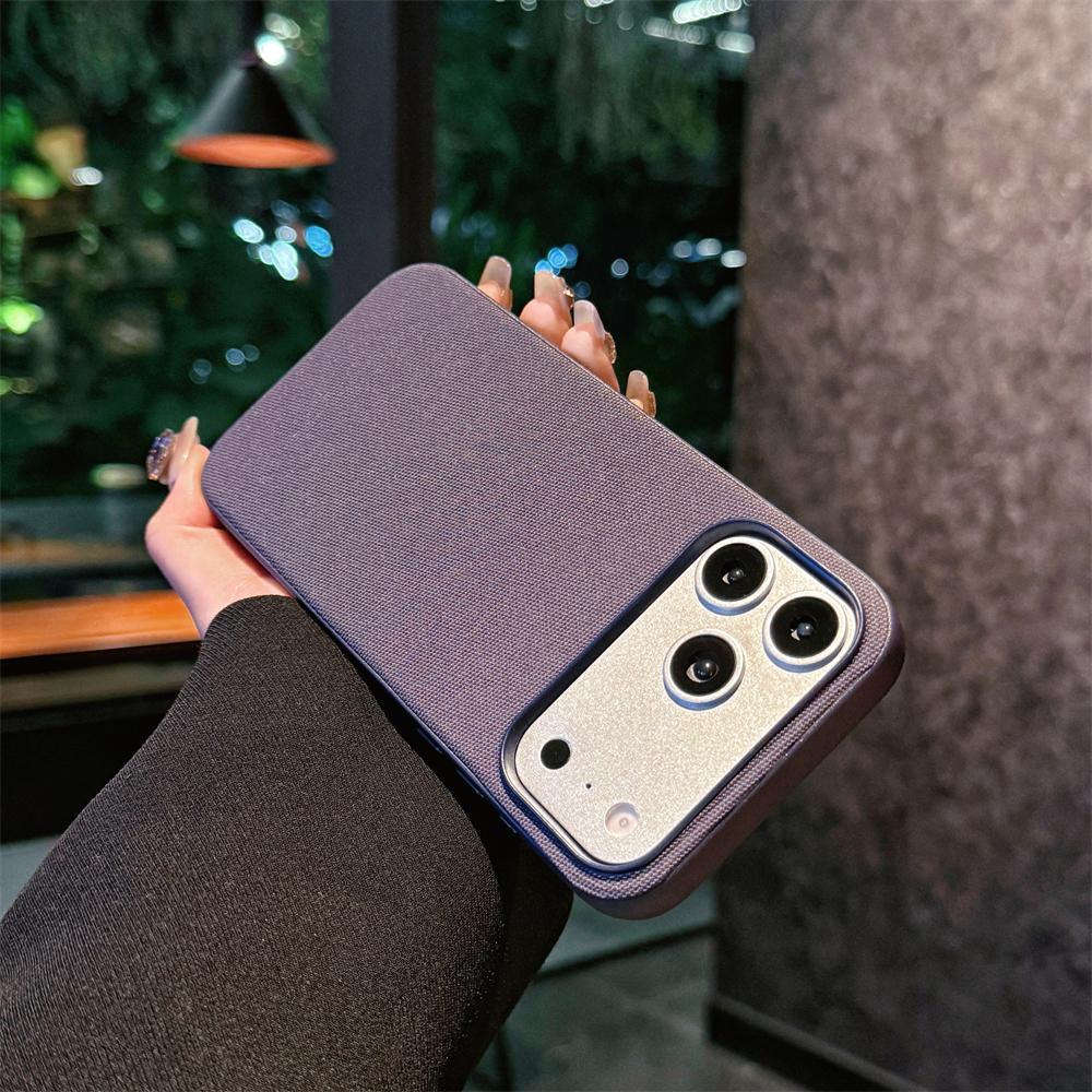 Business Matte Leather Texture Nylon Fabric Magnetic Case For iPhone 17 Pro Max For Magsafe Wireless Charging Shockproof Cover