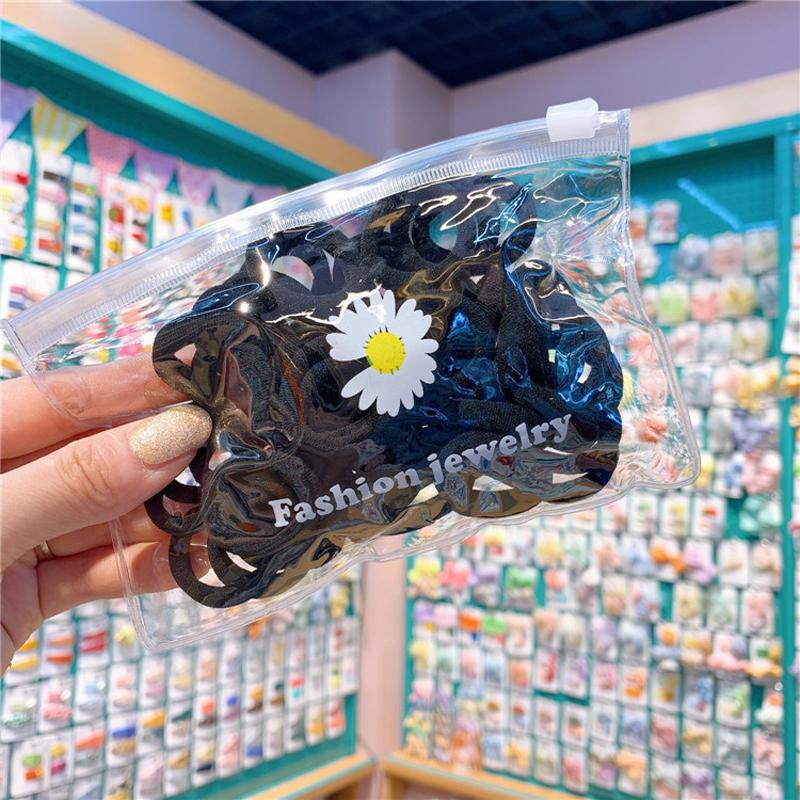 50 Stück Mädchen Buntes Nylon Gummiband Pferdeschwanzhalter Gummi Kopfschmuck Elastische Haarbänder Koreanische Kinder Haarschmuck Ornamente