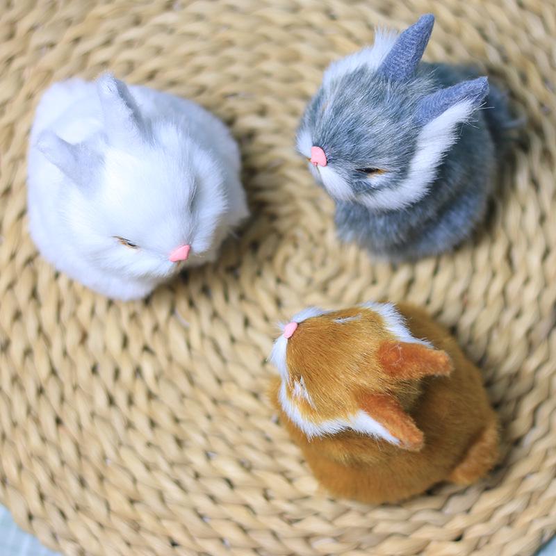 Plush Easter Bunny Figurine: Realistic Rabbit Toy & Home Decoration