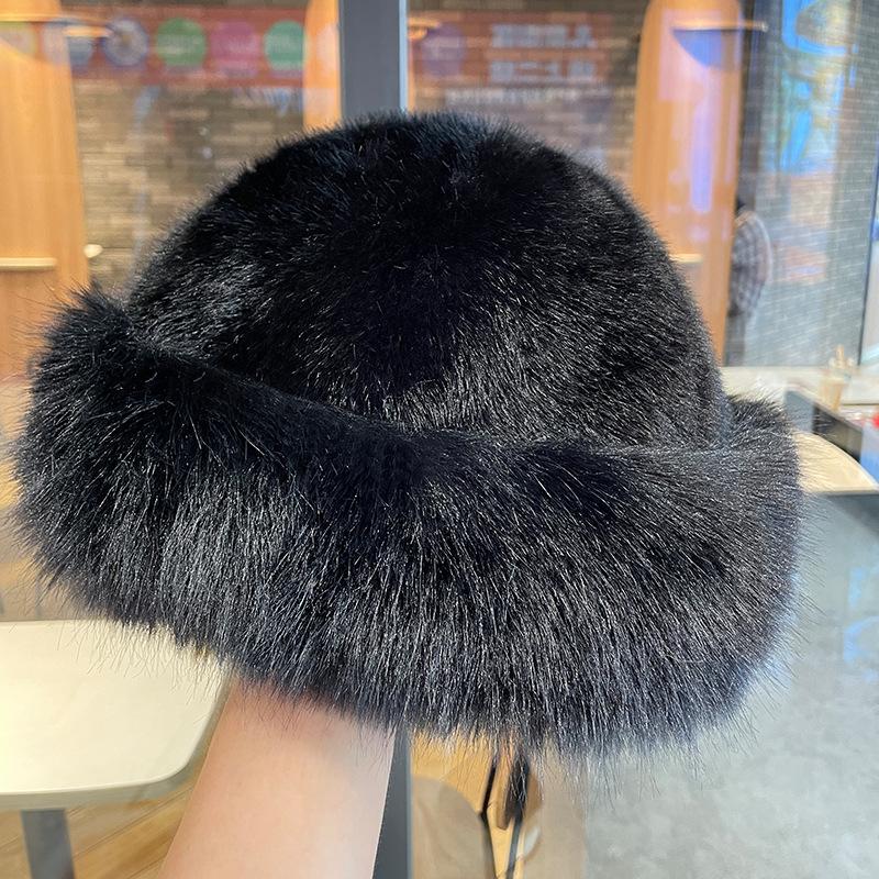 Autumn and Winter Faux Mink Hats for Women High End and Versatile In Winter Plush Fisherman Hats Headwear Warm and Ear Protecting Mongolian Hats