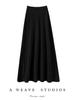 Women's 100% Pure Cashmere High Waist Long Skirt - Solid Color, Elastic Drape, Plush for Autumn/Winter