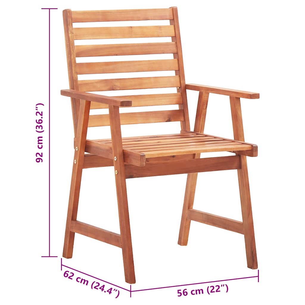 Garden Dining Chairs 3 pcs with Cushions Solid Acacia Wood