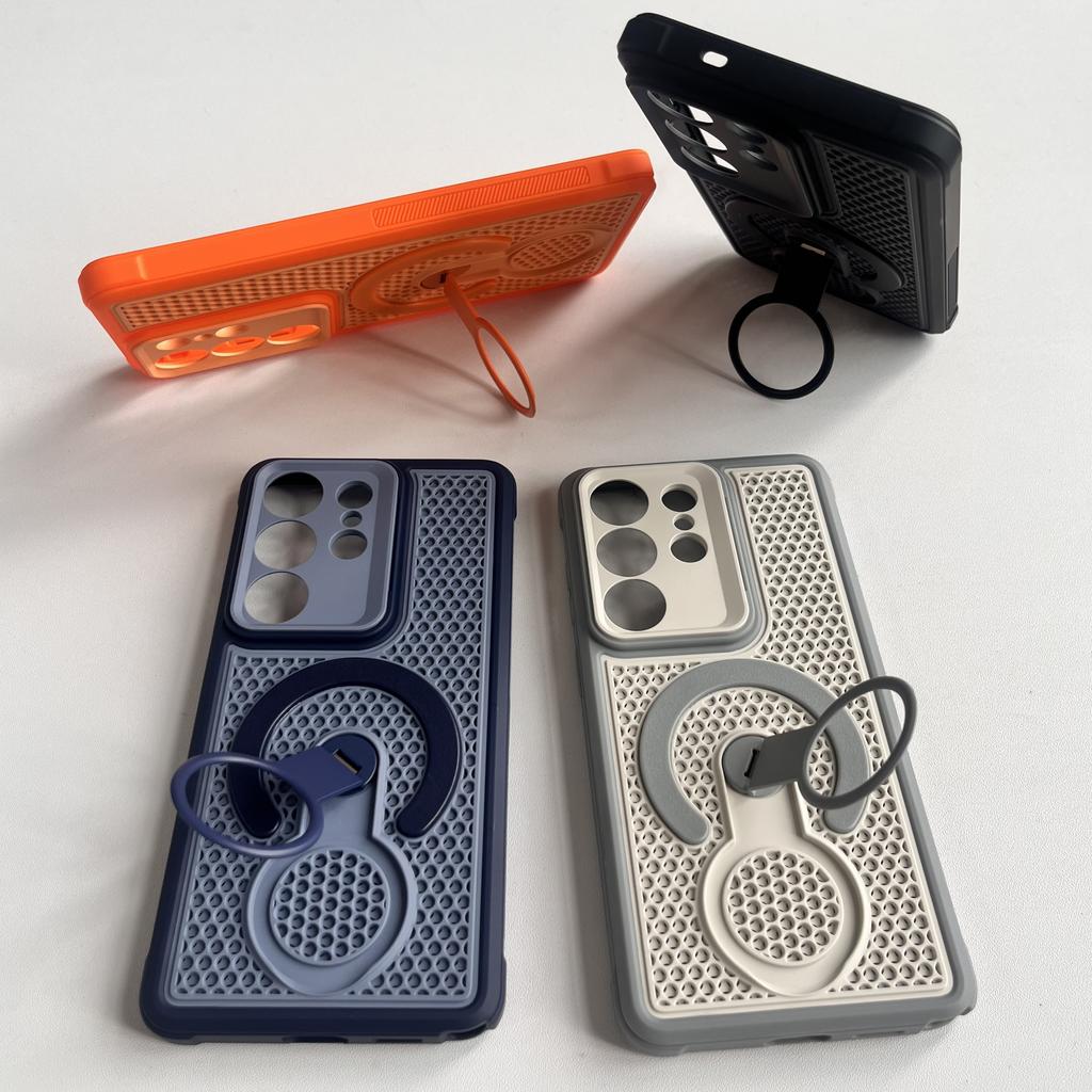 Cooling Breathable For Magsafe Rotating Holder Case For Samsung S26Ultra S26Plus Heat Dissipation Magnetic Grip Bracket Cover