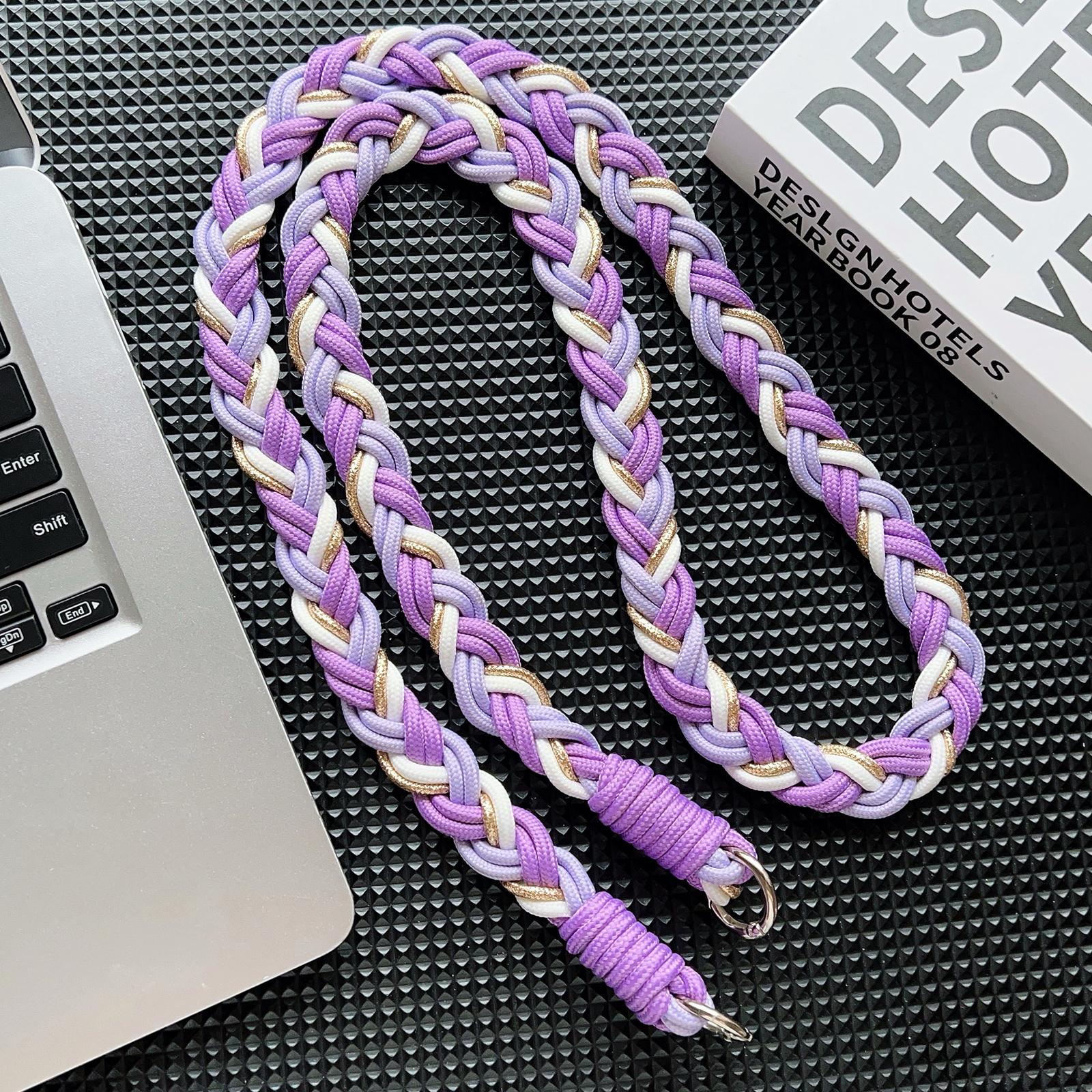 

New Upgraded Six Strands Woven Mobile Phone Universal Lanyard High-End Diagonal Long Rope Gold Ribbon Lanyard Polyester / Nylon