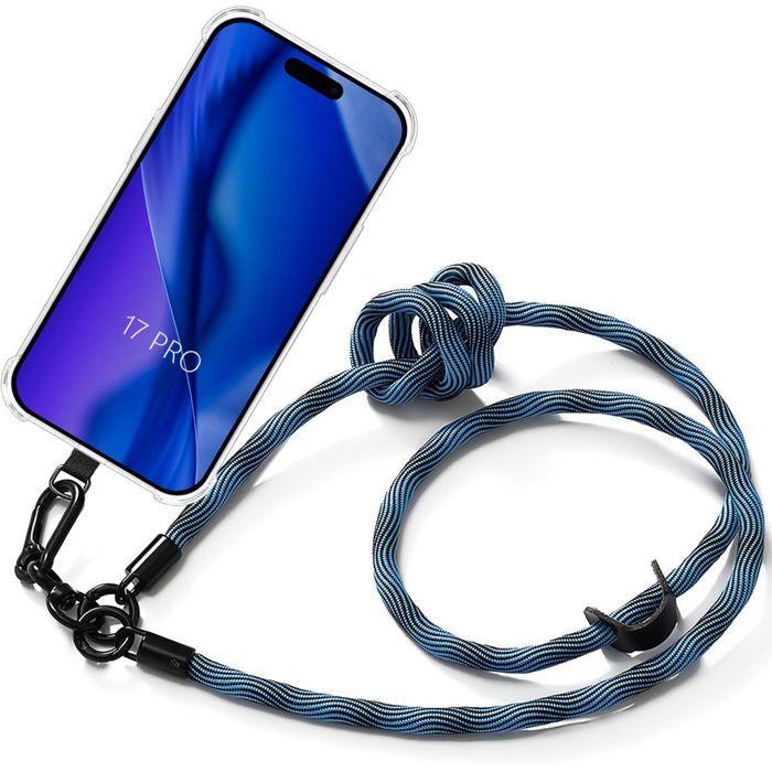 Coque de Protection - BOOLING - pour iPhone 17 Pro - Silicone Antichoc avec Cordon Détachable Bleu
