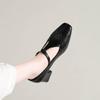 2026 New Women's  Square Toe Slip-on Pumps  Thick Med Heel Elegant Ladies Evening Dress Pumps Heeled Shoes Woman