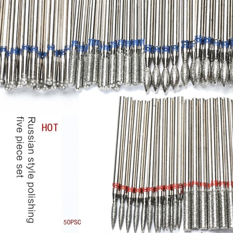 50Pcs Diamond Milling Cutter For Manicure Electric Nail Drill Bits Accessory Pedicure Machine Nail File Gel Remover Tool