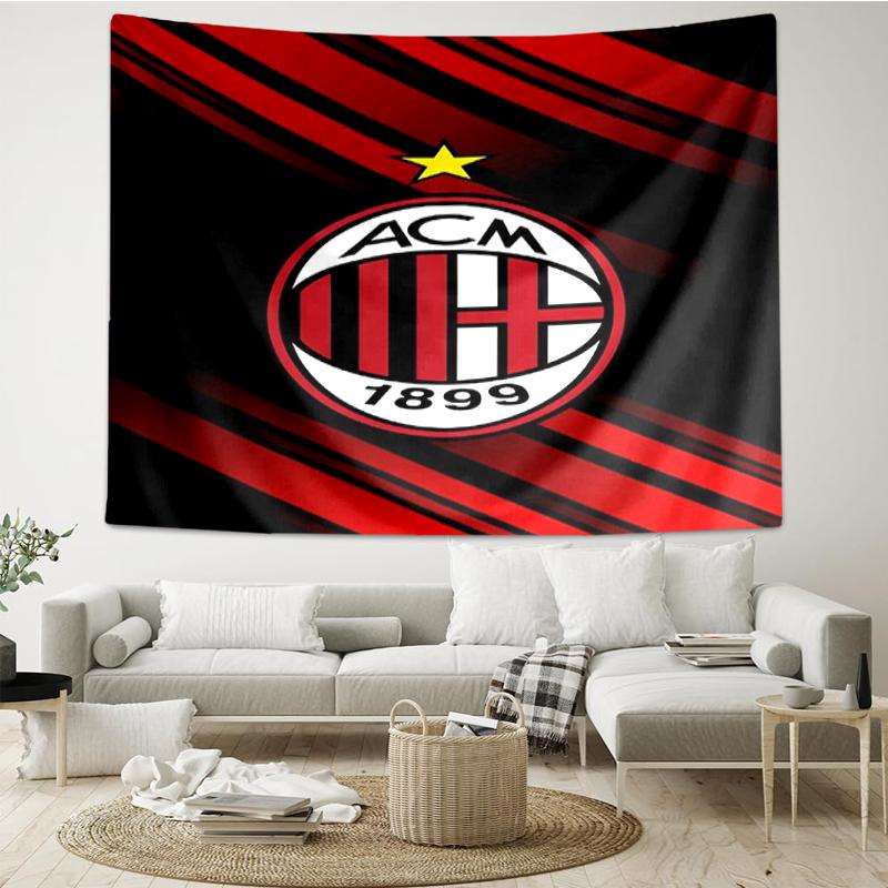 AC Milan Print Tapestry, Backdrop, Easy Setup, Ideal for Bedroom, Office & Living Room, with Aesthetic Wall Hanging Decor.