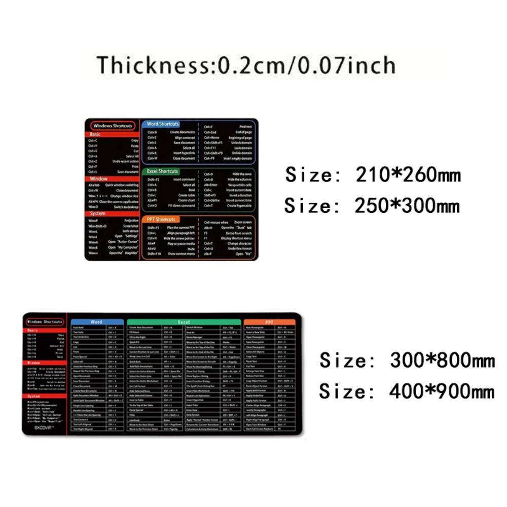Rubber Desk Mat Waterproof Excel Shortcuts Mousepad New Quick Key Mousepad  Software PowerPoint