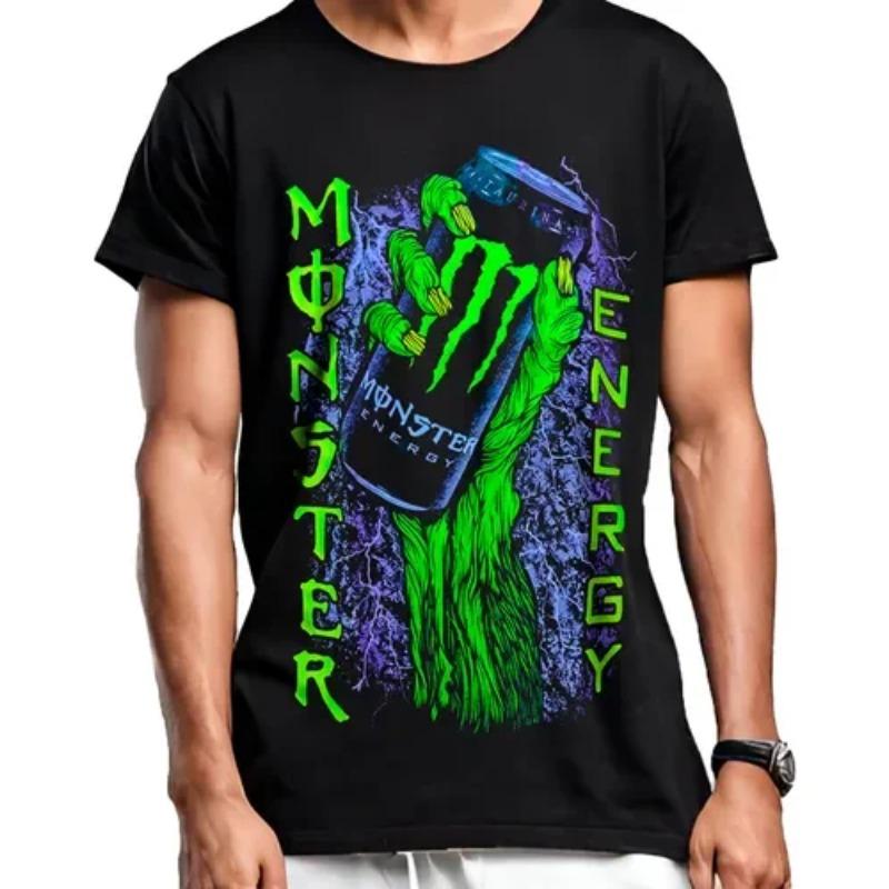 Herren-T-Shirt mit Monster Energy Dosenmuster für Streetwear, Bequem für Motorradrennen, Brandneues Modell 2026