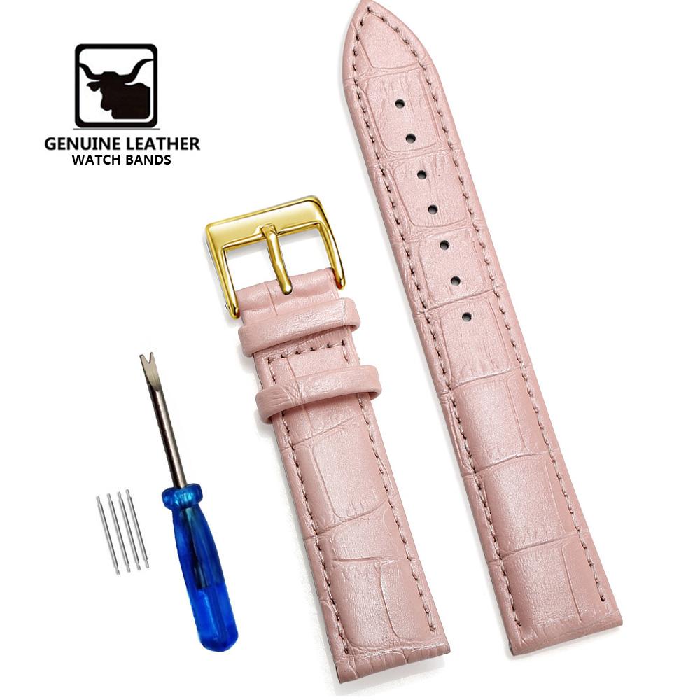 Cowhide Genuine Leather Watch Strap 12/14/16/18/20/22/24 mm Watch Pin buckle Band Soft Wrist Watchband Bracelet + Tool