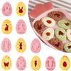 9Pcs Easter Bunny Cookie Cutters Jar Sauce Chocolate Stamp Mold Rabbit Egg Biscuit Fondant Embosser Mold Cake Decor Baking Tools