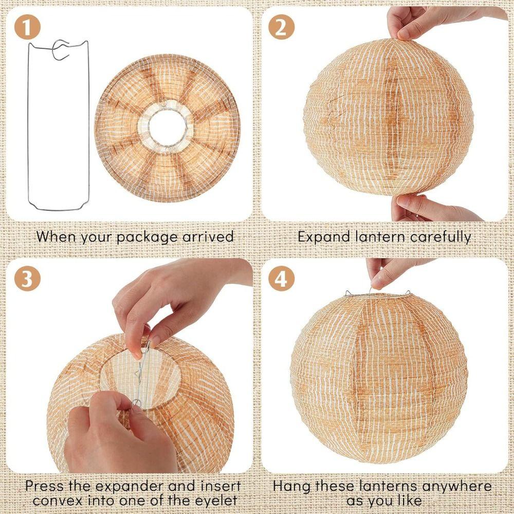 3pcs DIY Lantern 8inch Linen Paper Lantern Portable Unique Festival Lantern Funny Hanging Lantern Shopping Mall