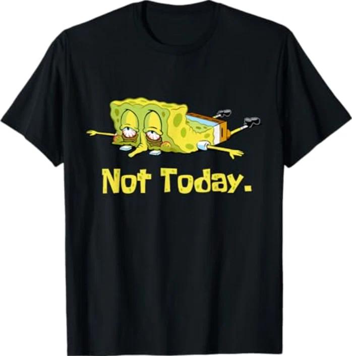 Tired Spongebob Nope Not Today Meme Lazy Spongebob T-Shirt L