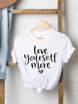 (Asian Size) Trend Love Cute 90s Women Fashion Tee Top Clothing T Shirt Woman Print Female Short Sleeve Graphic T-shirts