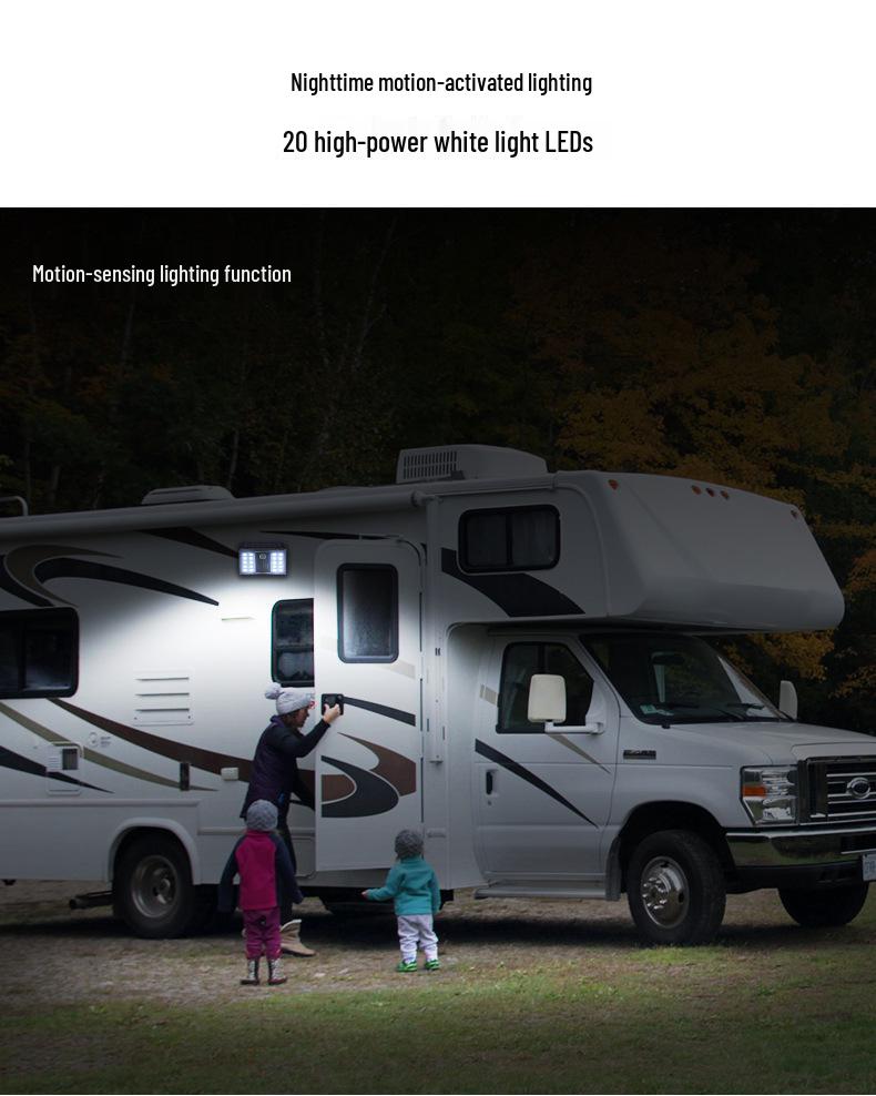 Solar Alarm Wall Light with Sound, Infrared Motion Sensor for RV, Camping, Courtyard, or Front Door Lighting