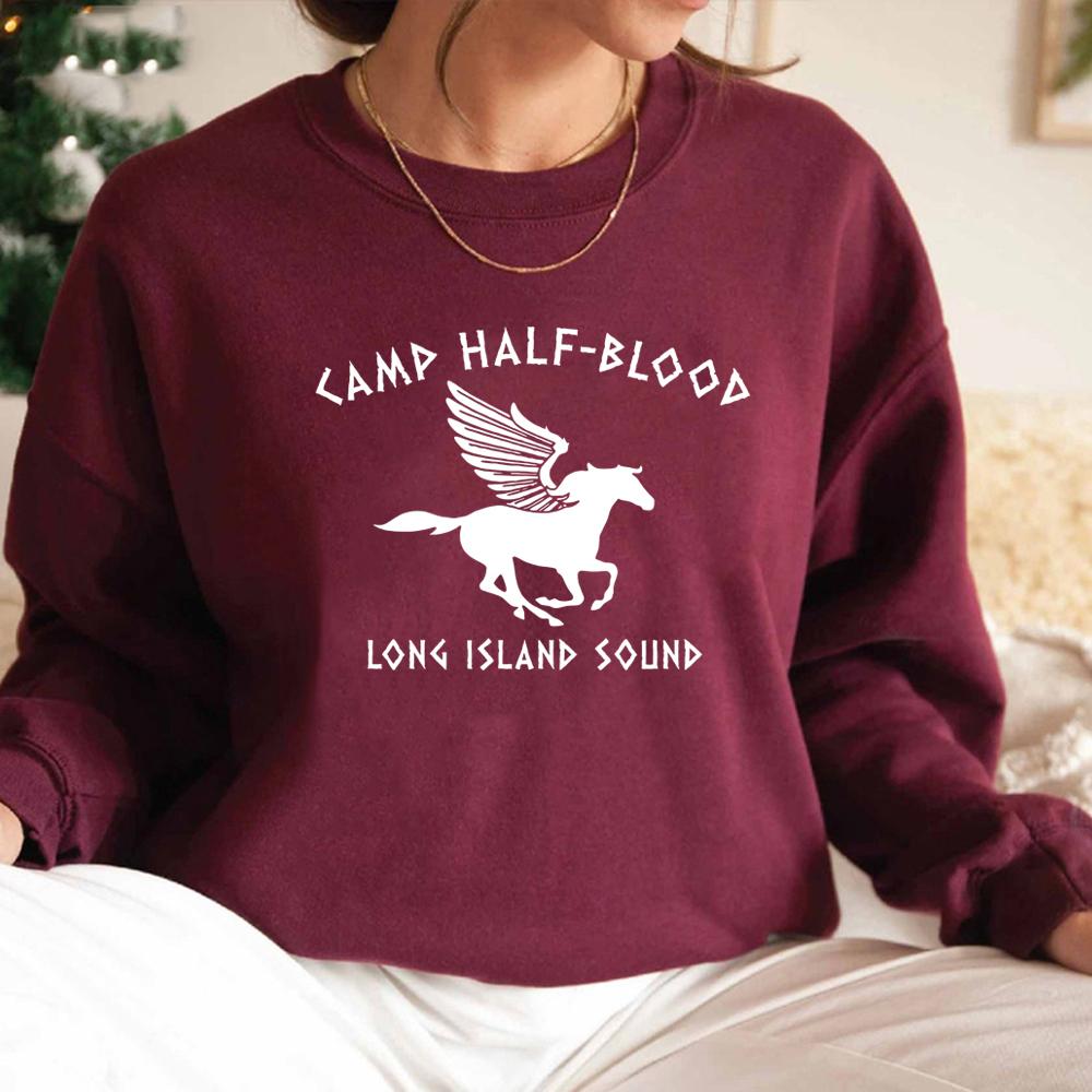 Camp Half Blood Sweatshirt Percy Jackson Hoodie Women Long Sleeve Pullovers Graphic Hoodies Vintage Streetwear Sweatshirts Top