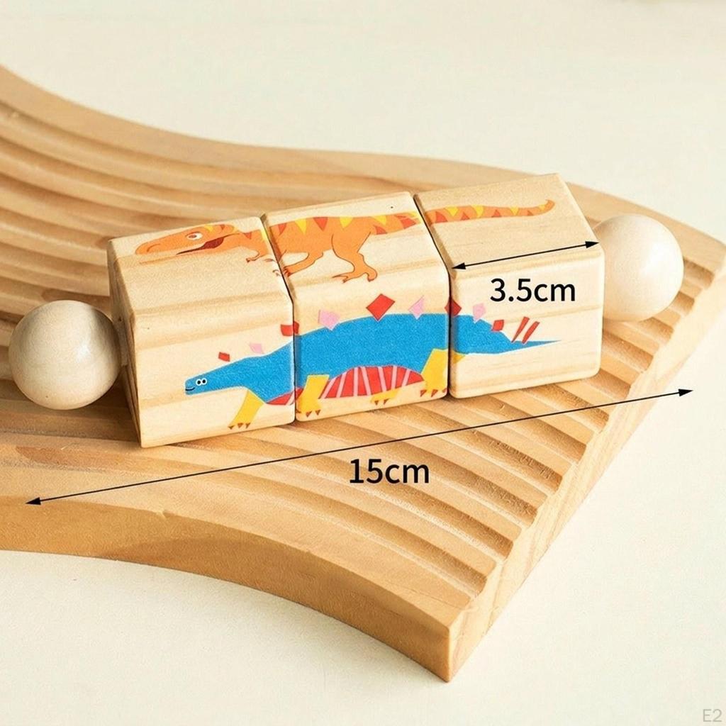 Toy Educational Puzzle Toy, Wood Construction Block, Rotating Block for Kids Birthday Gifts