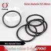 Black Ozone-Resistant Fluororubber O-Ring, OD Options: 52-68mm X 3.5mm
