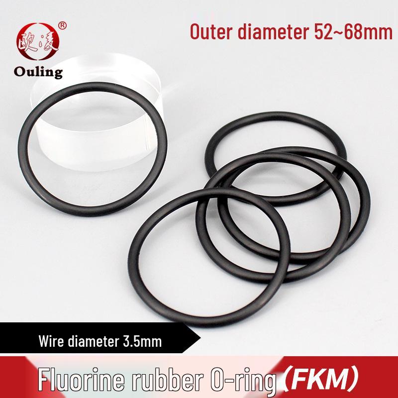 Black Ozone-Resistant Fluororubber O-Ring, OD Options: 52-68mm x 3.5mm 52*3.5mm (Single) Black Fluororubber O-ring