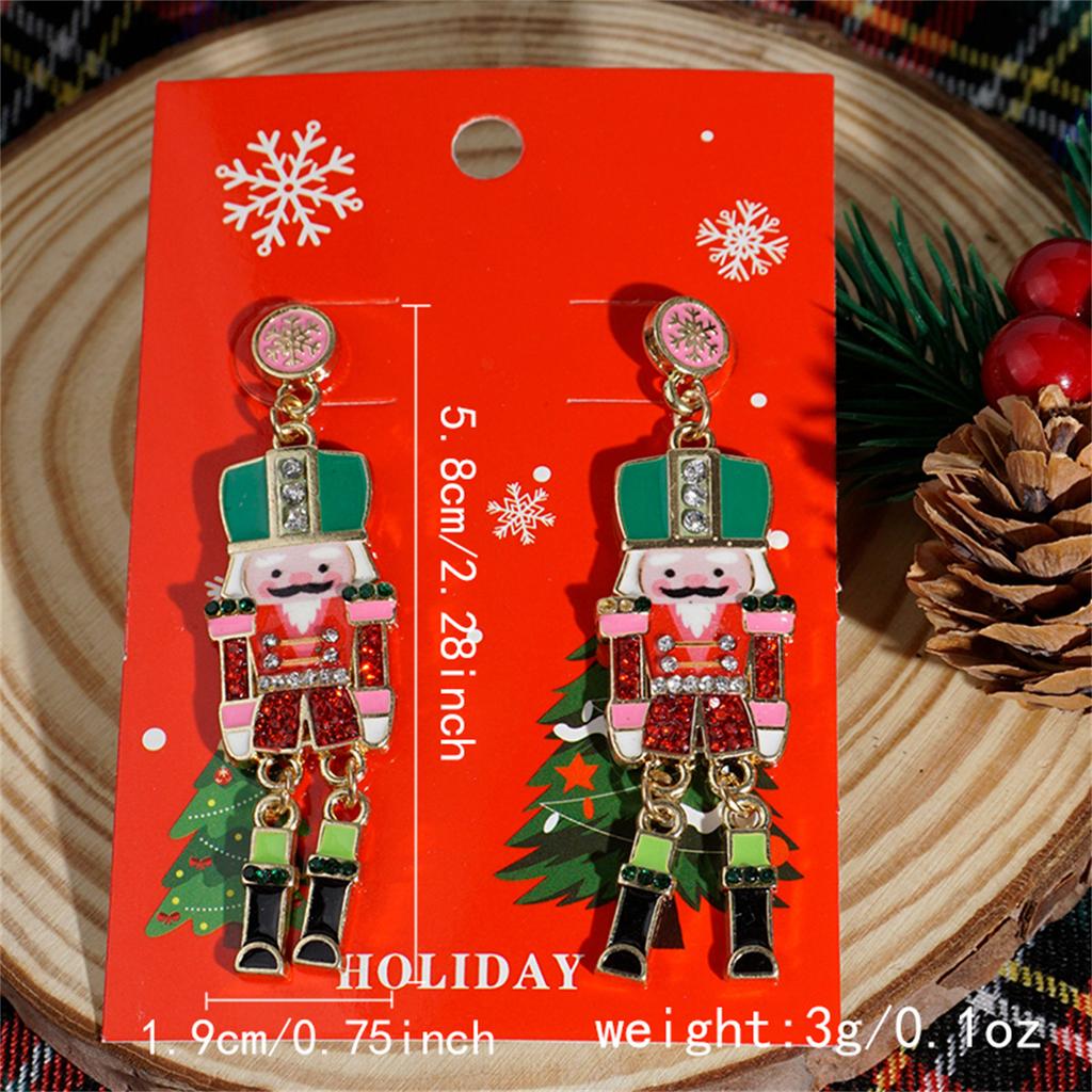 Fashion Green Hairball Christmas Tree Drop Earrings For Women Xmas Bowknot Bells Deer Santa Claus Earring Festival Party Jewelry