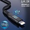 1m USB To Lightning Cable Digital Display 2.4A Nylon Braided Phone Fast Charging Cord