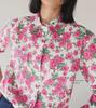 Retro Caroline Rose Print Cotton Long Sleeve Women's Shirt with Double Pockets