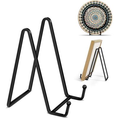 2 Pack Plate Stands for Display 6 Inch Stand Black Metal Frame Holder Stand Picture, Decorative Plate, Book, Photo Easel