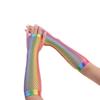 For Women Party Girl Long Half Finger Nylon Rainbow Color Gloves Arm Sleeves Fishing Net Gloves